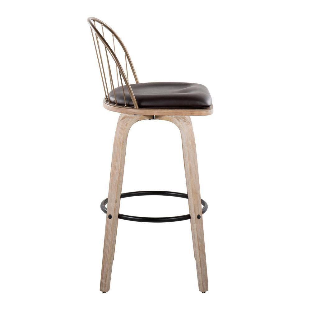 LumiSource Brown Riley 30" Fixed-Height Barstool - Set of 2