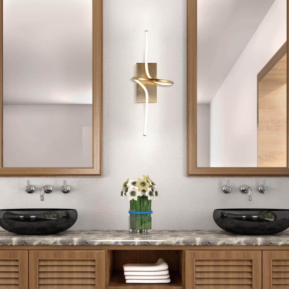 Sketch Minimalist Glam 23.5" Gold Integrated LED Vanity Sconce