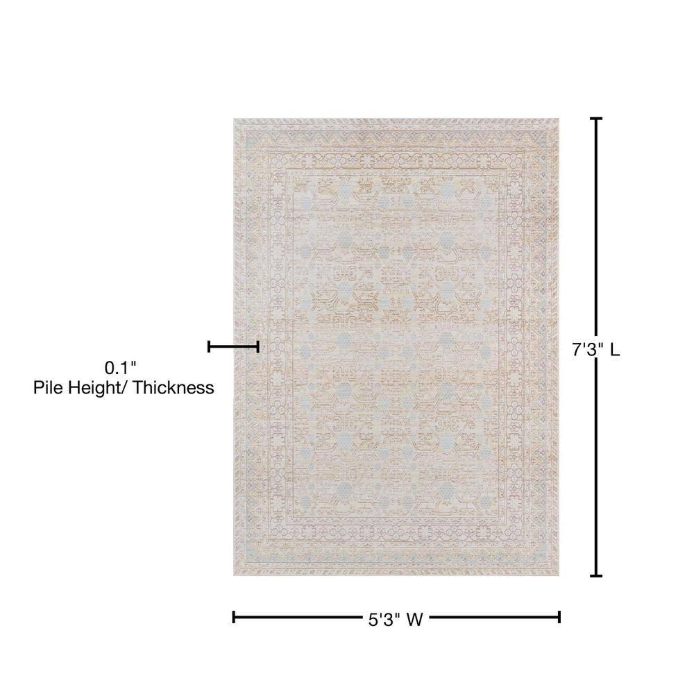 5'3"x7'3" Floral Loomed Area Rug Blue - Momeni: Modern Botanical Design, Low Pile, Indoor Use, Polyester