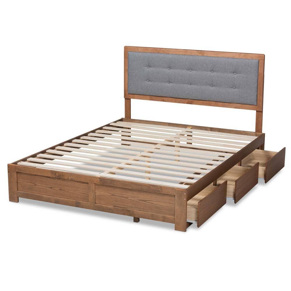 Baxton Studio Lene Walnut Finished Wood King Size 3-Drawer Bed