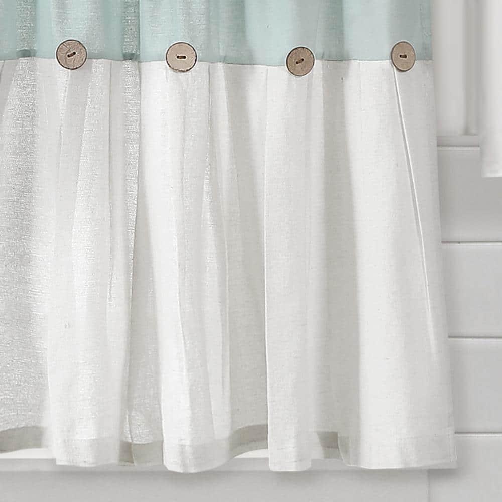Lush Decor Linen Button Cotton Blend Tailored 29'' W Cafe Curtain (Set of 2)