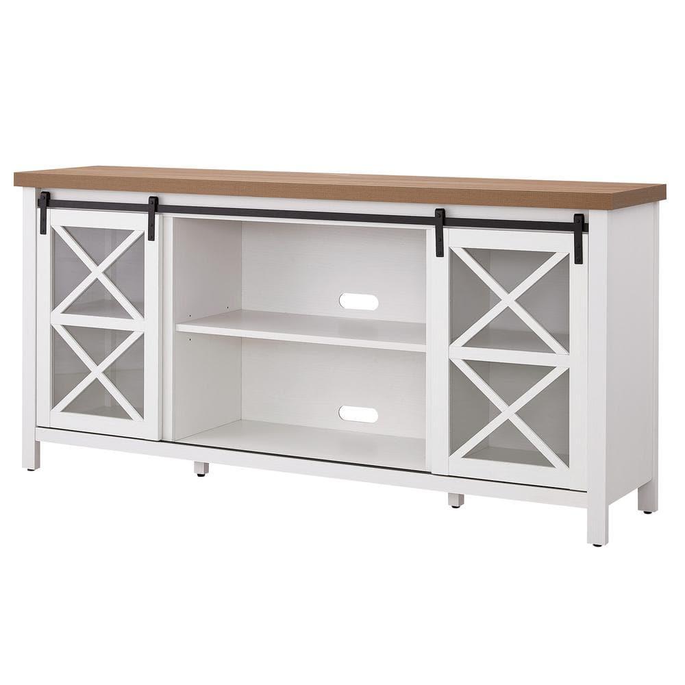 68" White and Golden Oak TV Stand - Henn&Hart