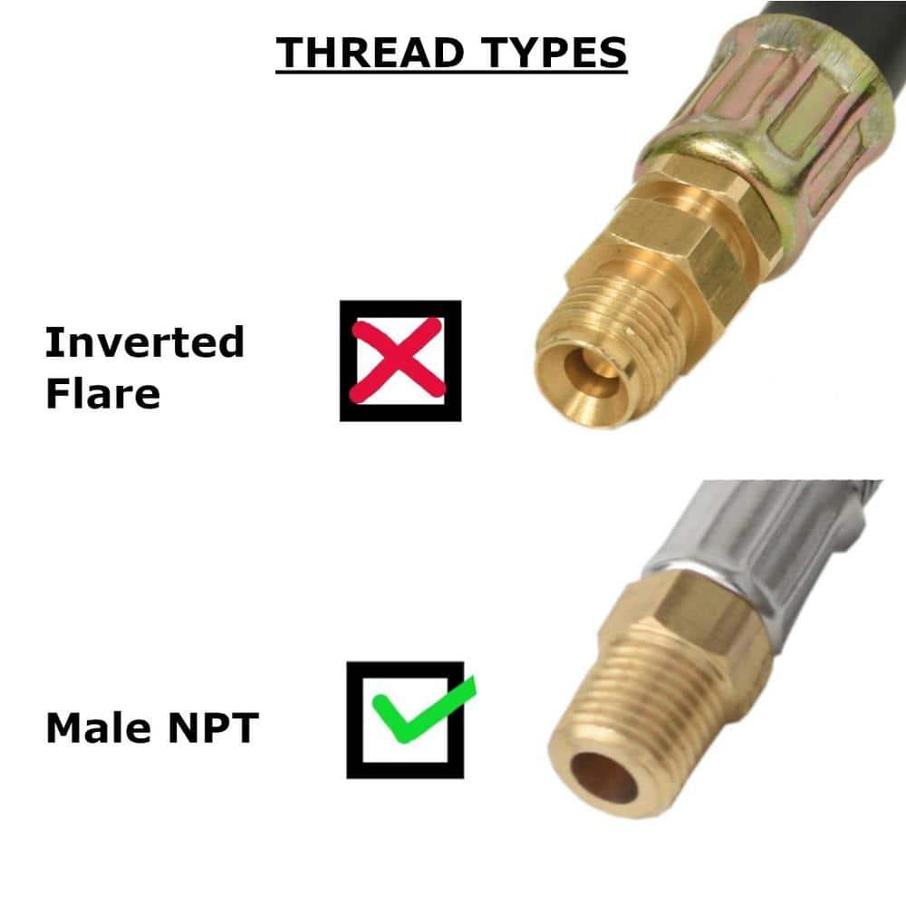 18" Stainless Steel Braided Propane Hose with Brass Fittings