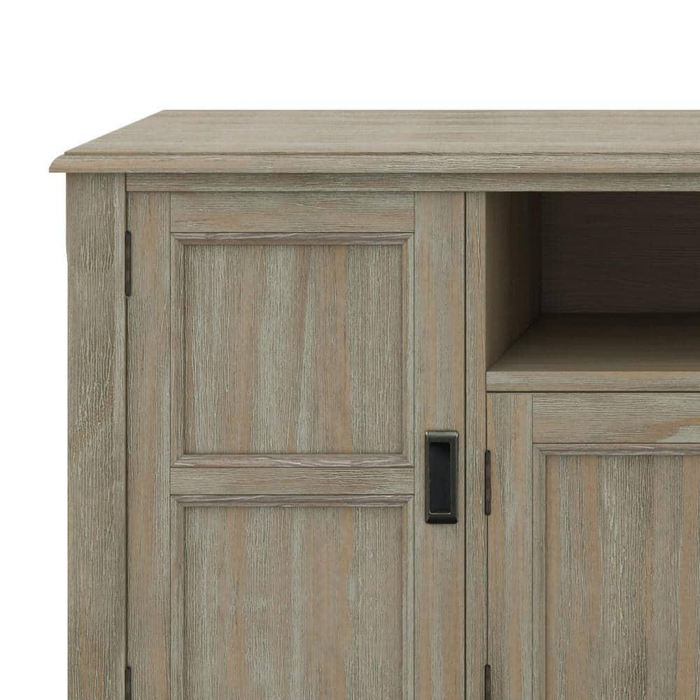 Simpli Home Burlington 72"W Solid Wood TV Stand for TVs up to 80" with 4 Cabinets