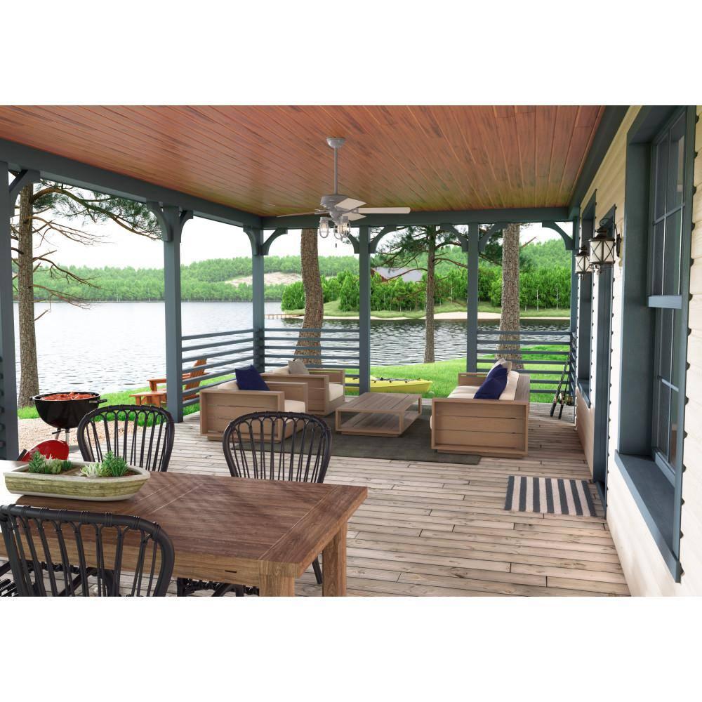 Hunter Fan 52" Starklake 5 - Blade Outdoor Standard Ceiling Fan with Pull Chain and Light Kit Included