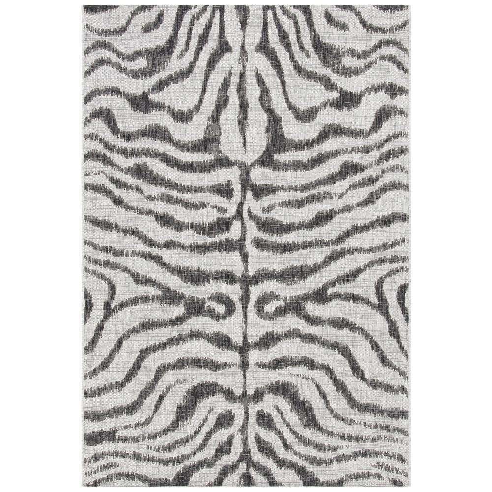 Round Black Synthetic Non-slip Stain-resistant Rug, 54"