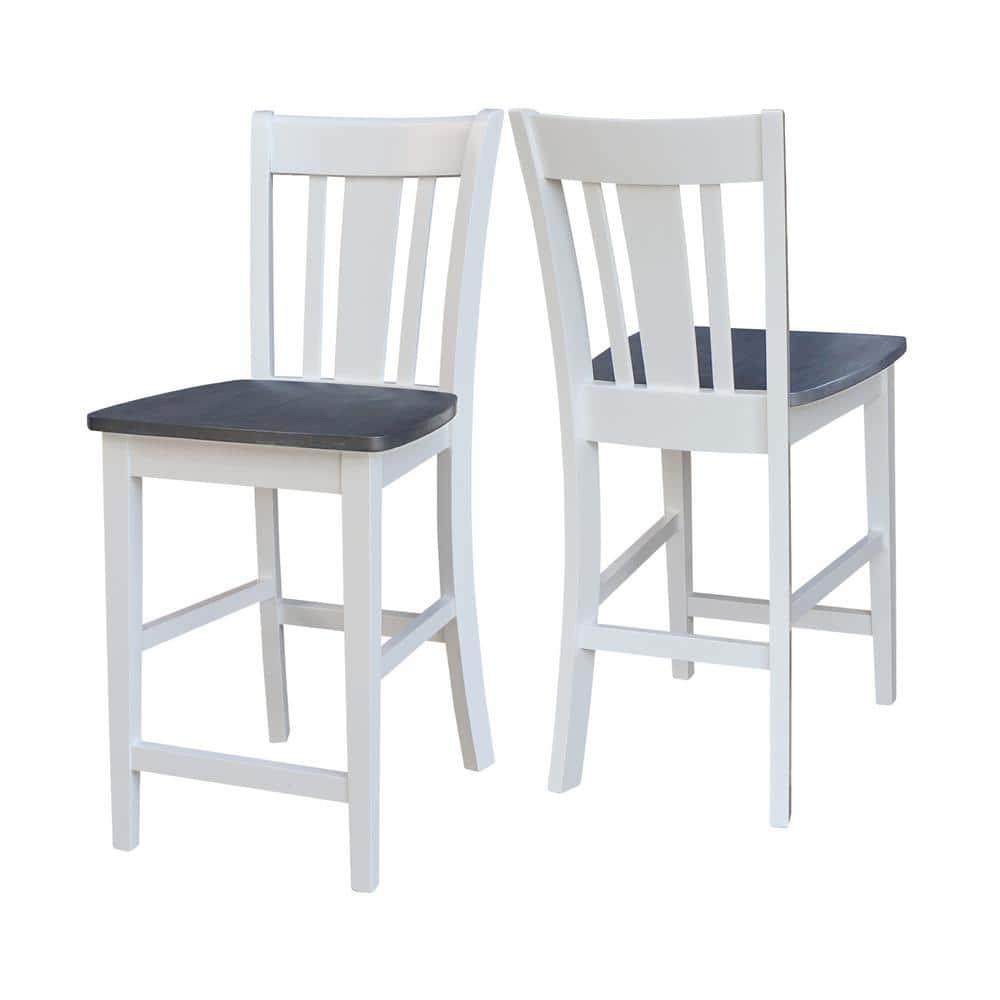 24" San Remo Counter Height Barstool White - International Concepts: Hardwood Frame, Armless Design, Fixed Seat