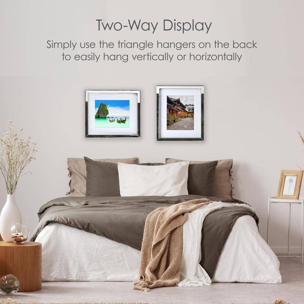 Mikasa Marco de Galería con Espejo con Lados Dorados Marco de 13x15 con Capacidad para Fotos de 11x14 sin Tapete O Fotos de 8x10 con Tapete de Visualización Vertical U Horizontal