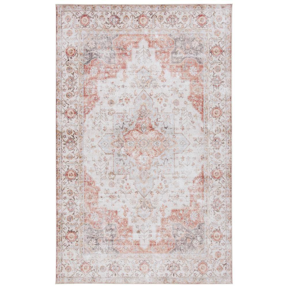 Tucson Vintage Persian TSN105 Power Loomed Machine Washable Skid-Resistant Indoor Area Rug - Light Grey/Rust - 8'x10' - Safavieh