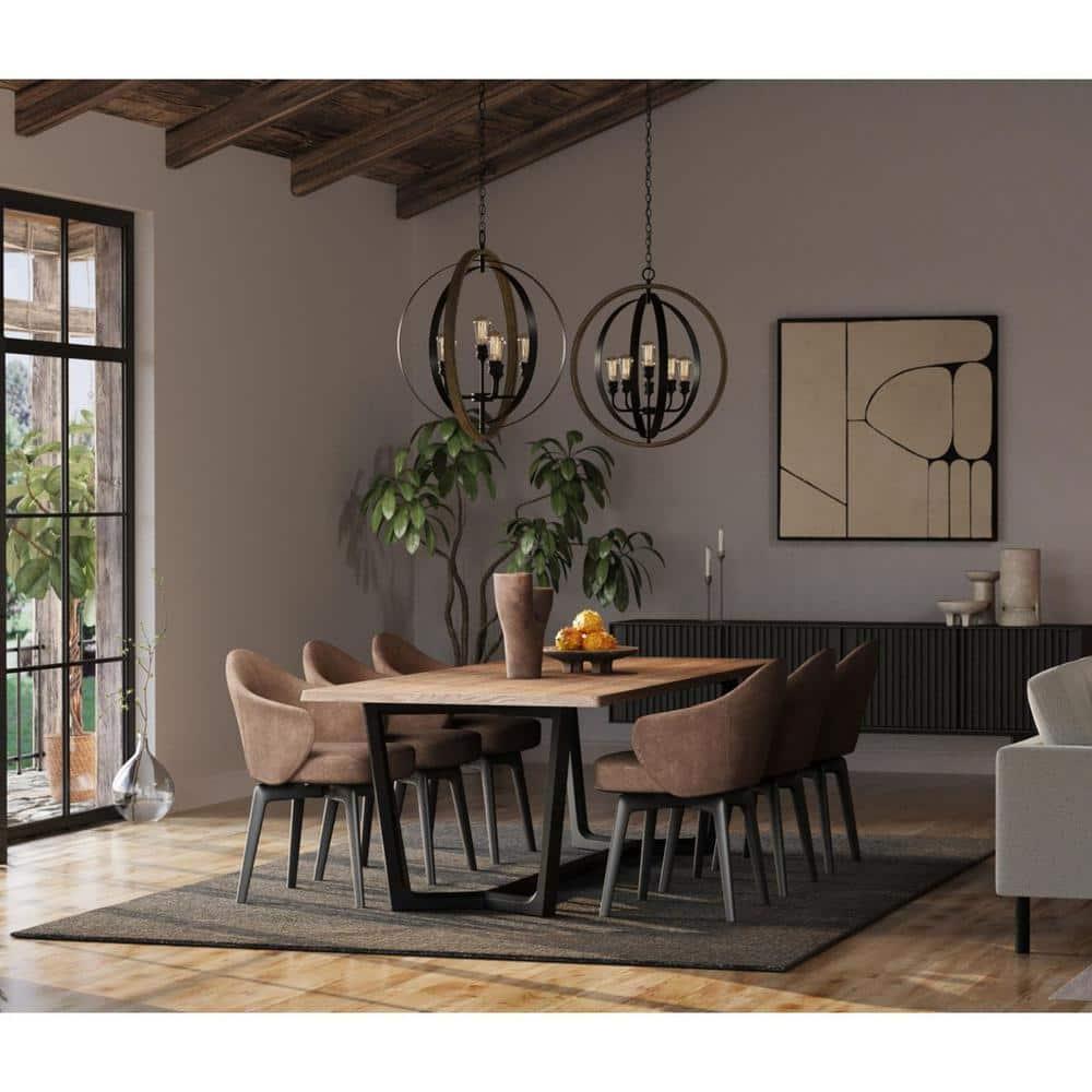 Progress Lighting Conestee 6-Light Pendant, Steel, Graphite, Armillary-Style Frame, Galvanized/Antique White Finish
