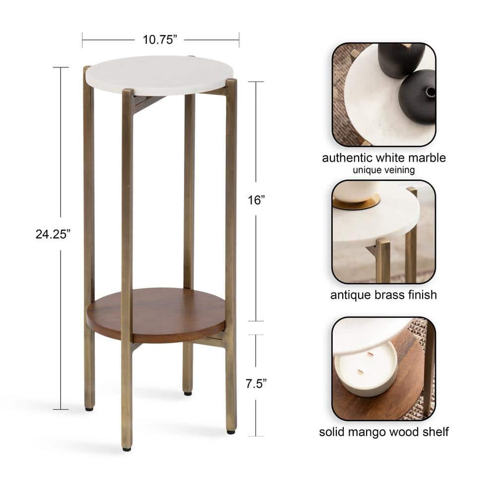 Kate and Laurel Moxley  Metal Tea Table, 11x11x25, Walnut Brown