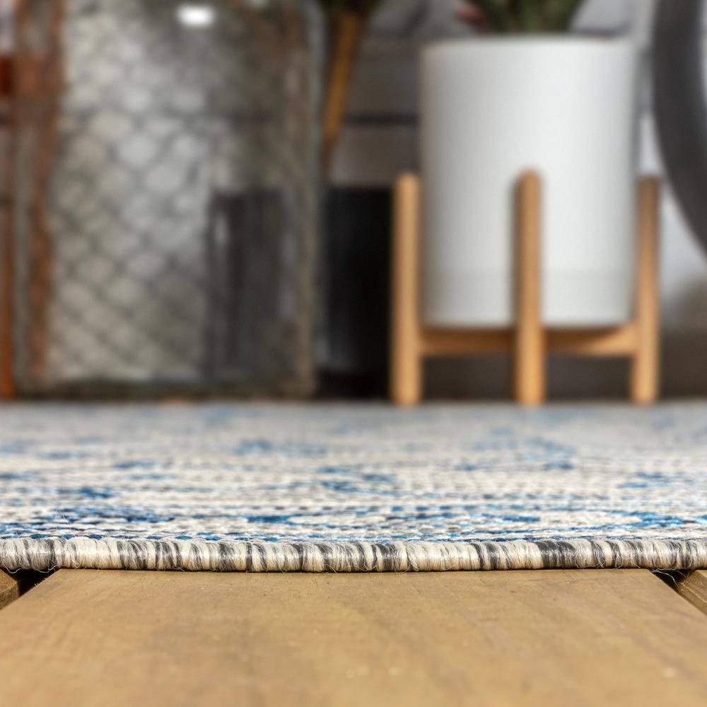 9' X 12' Charleston Vintage Filigree Textured Weave Indoor/Outdoor Area Rug, Gray/Navy - JONATHAN Y