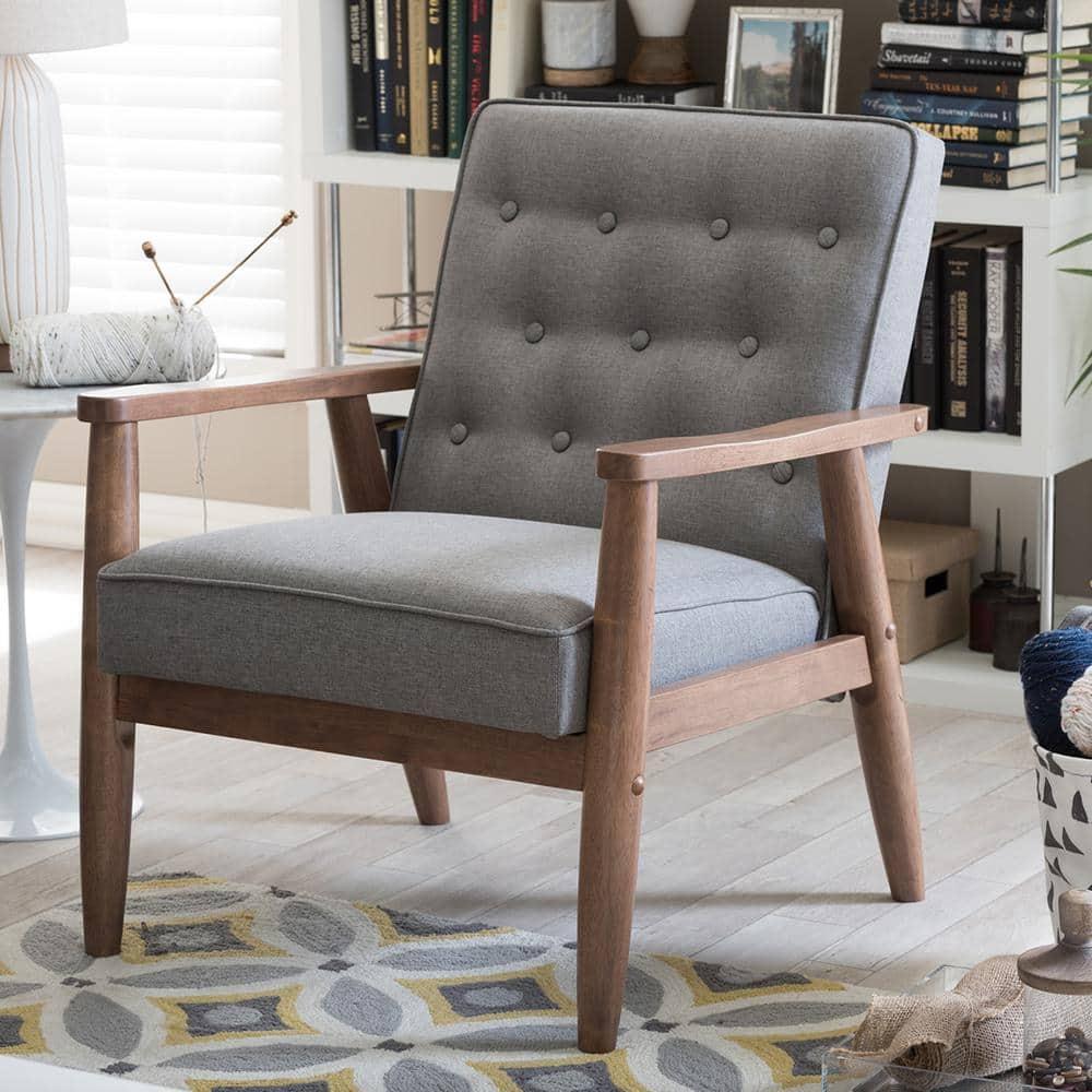 George Oliver Studio Sorrento Accent Chair, 1 Seater, Grey, Brown
