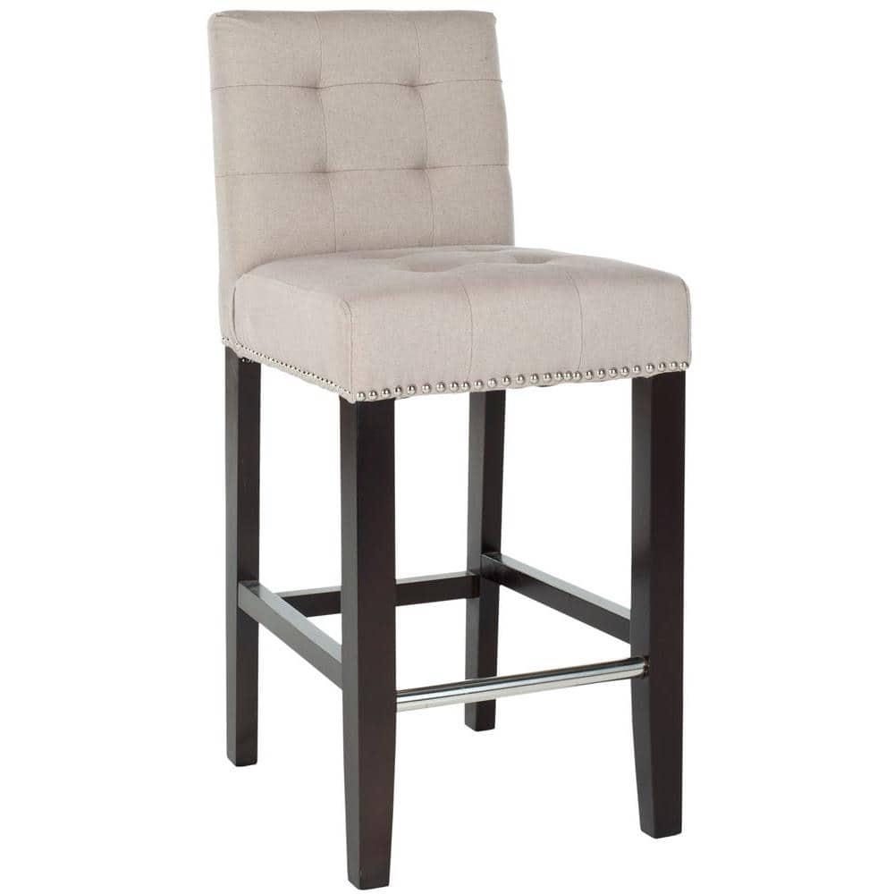 Thompson 23.9" Linen Counter Stool W/ Silver Nailheads - Taupe - Safavieh