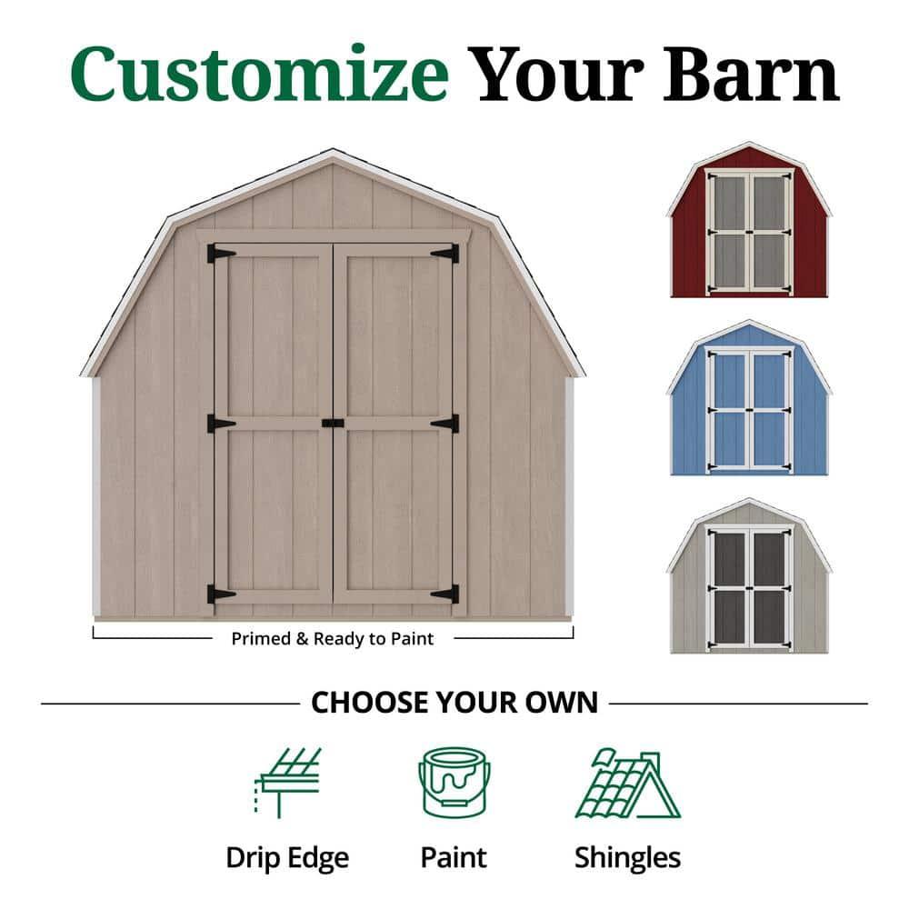 Little Cottage Co. 8x16 Value Gambrel Barn with 4 ft. Sidewalls, Outdoor Wood Storage Shed Do-It-Yourself Precut Kit