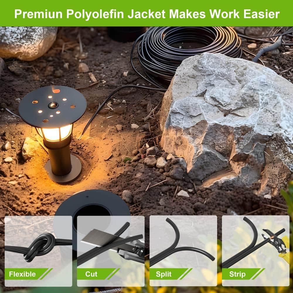 SYSTON 12/2 Low Voltage Landscape Lighting Direct Burial Stranded Wire Cable, 12 Gauge 2 Copper Conductors for Outdoor Spotlight Pathway Lighting and More Low Voltage Applications Use - 100 FT