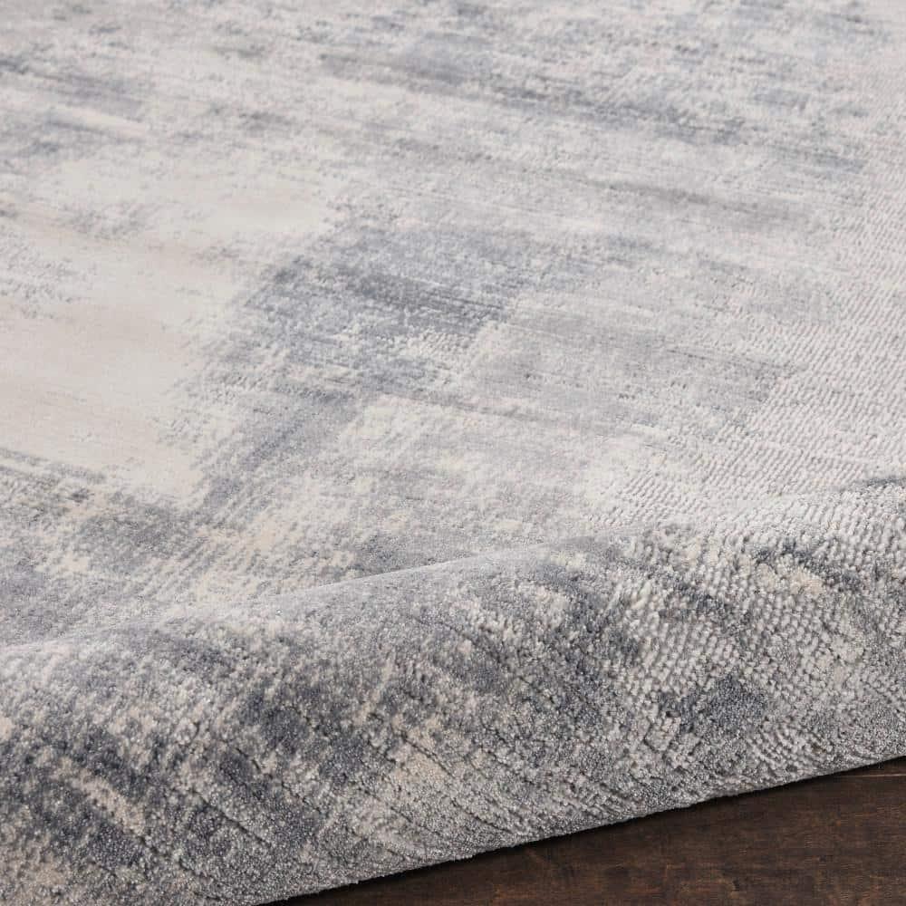 Nourison Rustic Textures Contemporary Abstract Indoor Area Rug Blue/Ivory 7'10" x round