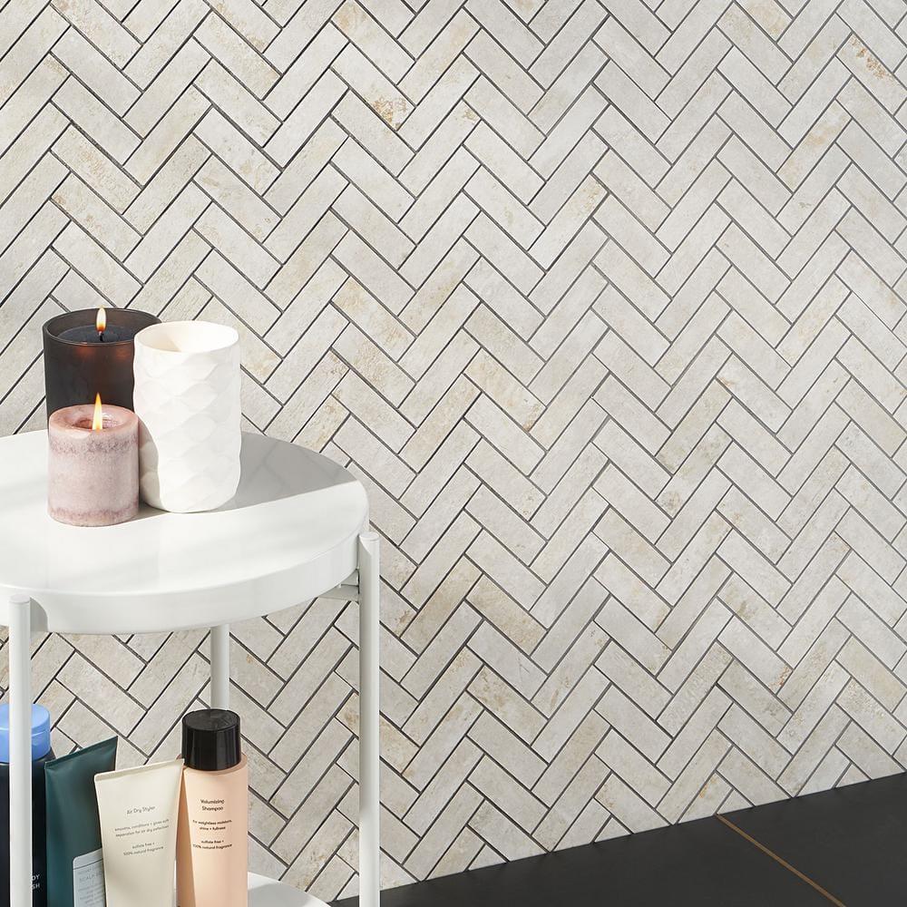 Mantis 10.03 in. x 10.62 in. Herringbone Matte Porcelain Floor & Wall Mosaic Tile (0.75 Sq.Ft./Each)