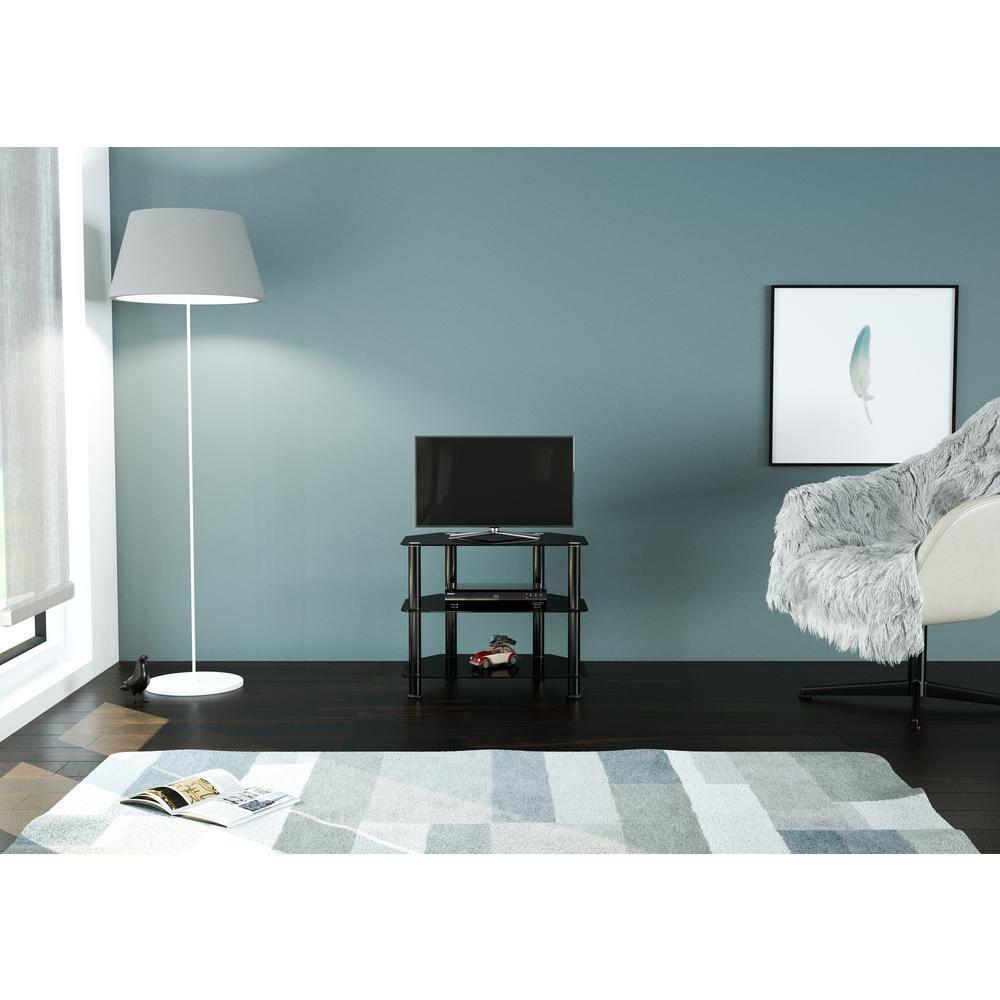 SDC600BB-A TV Stand for up to 32-inch TVs, Black Glass, Black Legs