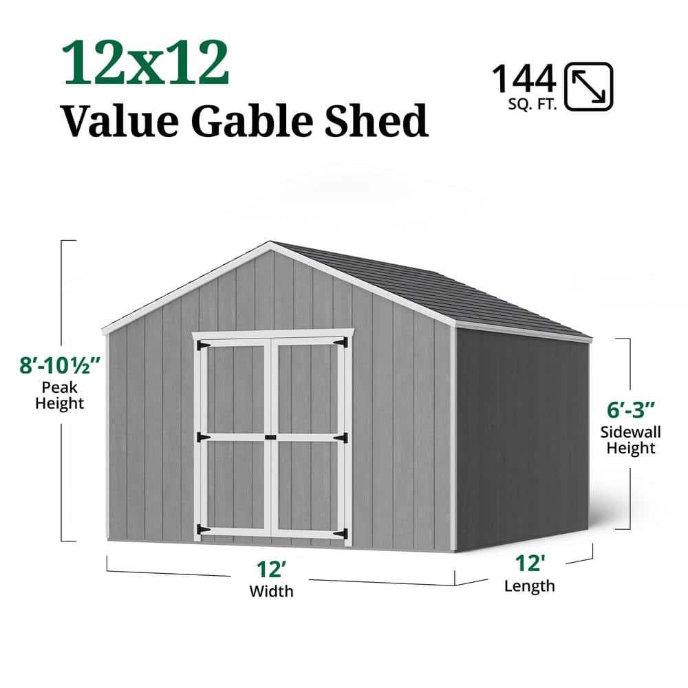 Little Cottage Co. 12x12 Value Gable Shed, Outdoor Wood Storage Do-It-Yourself Precut Kit