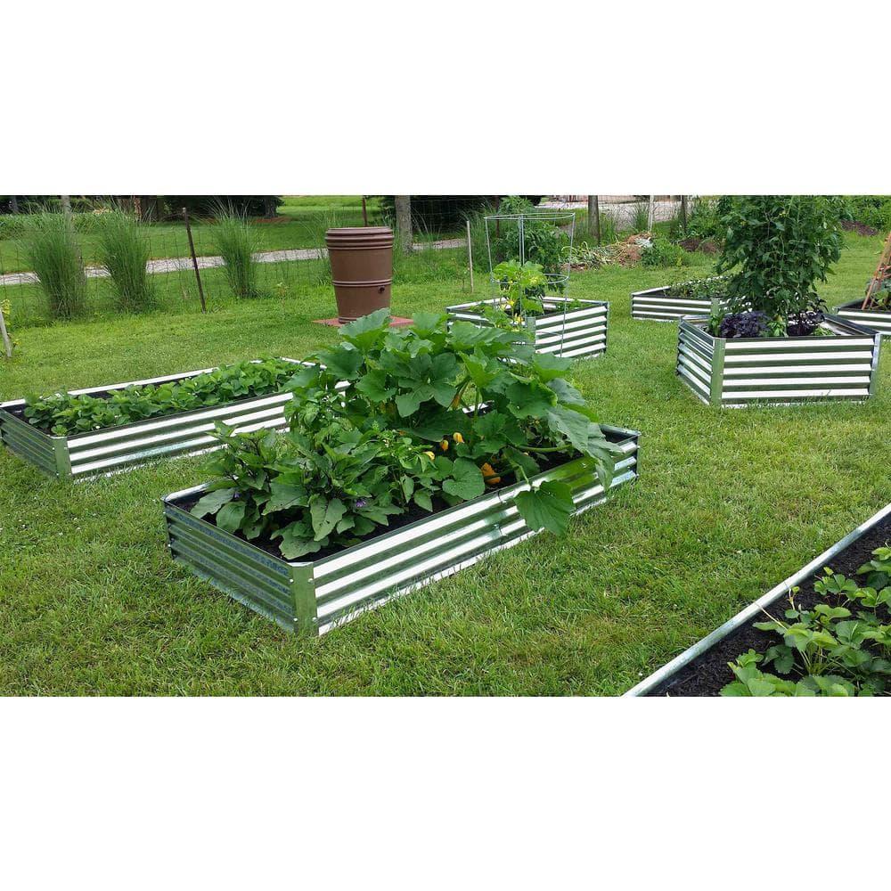 EarthMark MGB-L022 Bajo Series Cama de Jardín Elevada de Metal Galvanizado Rectangular de 22 x 40 x 10 Pulgadas
