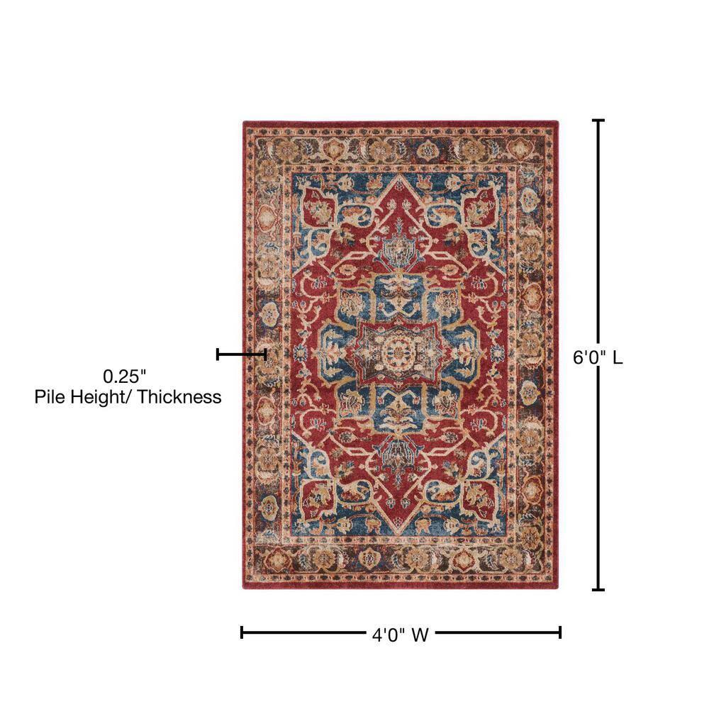 SAFAVIEH Bijar Jules Oriental Area Rug, Red/Royal, 4' x 6'