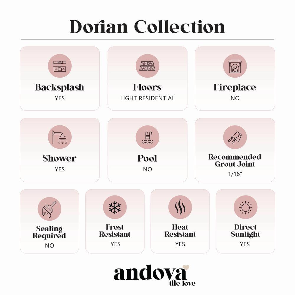 Dorian 1-in. x 4-in. Beveled Brick Joint Satin Glass Wall & Floor Mosaic Tile