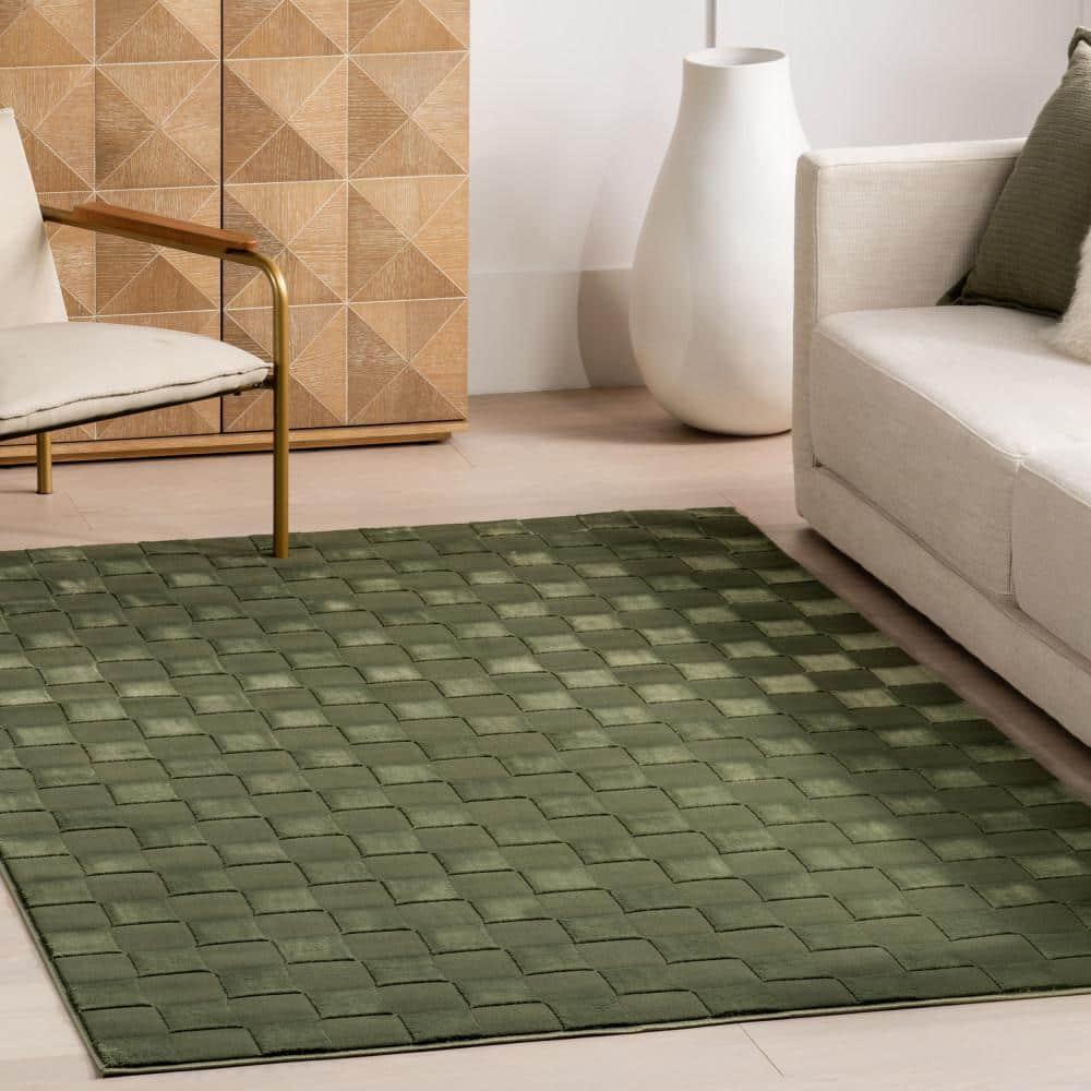 Nuloom Alaiya Checkered Machine Washable Indoor Area Rug, Runner 2' 8" x 8', Green