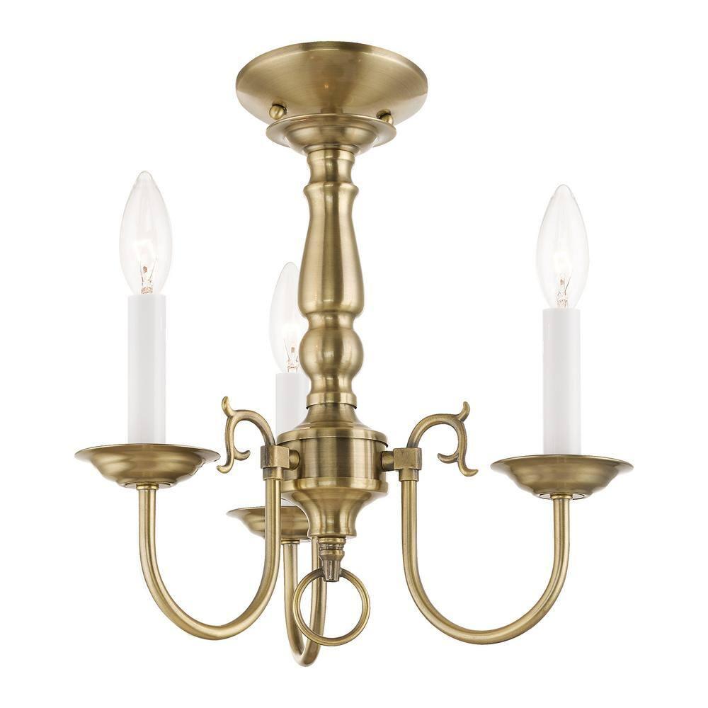 Livex Lighting Williamsburgh 3 - Light Chandelier in  Antique Brass