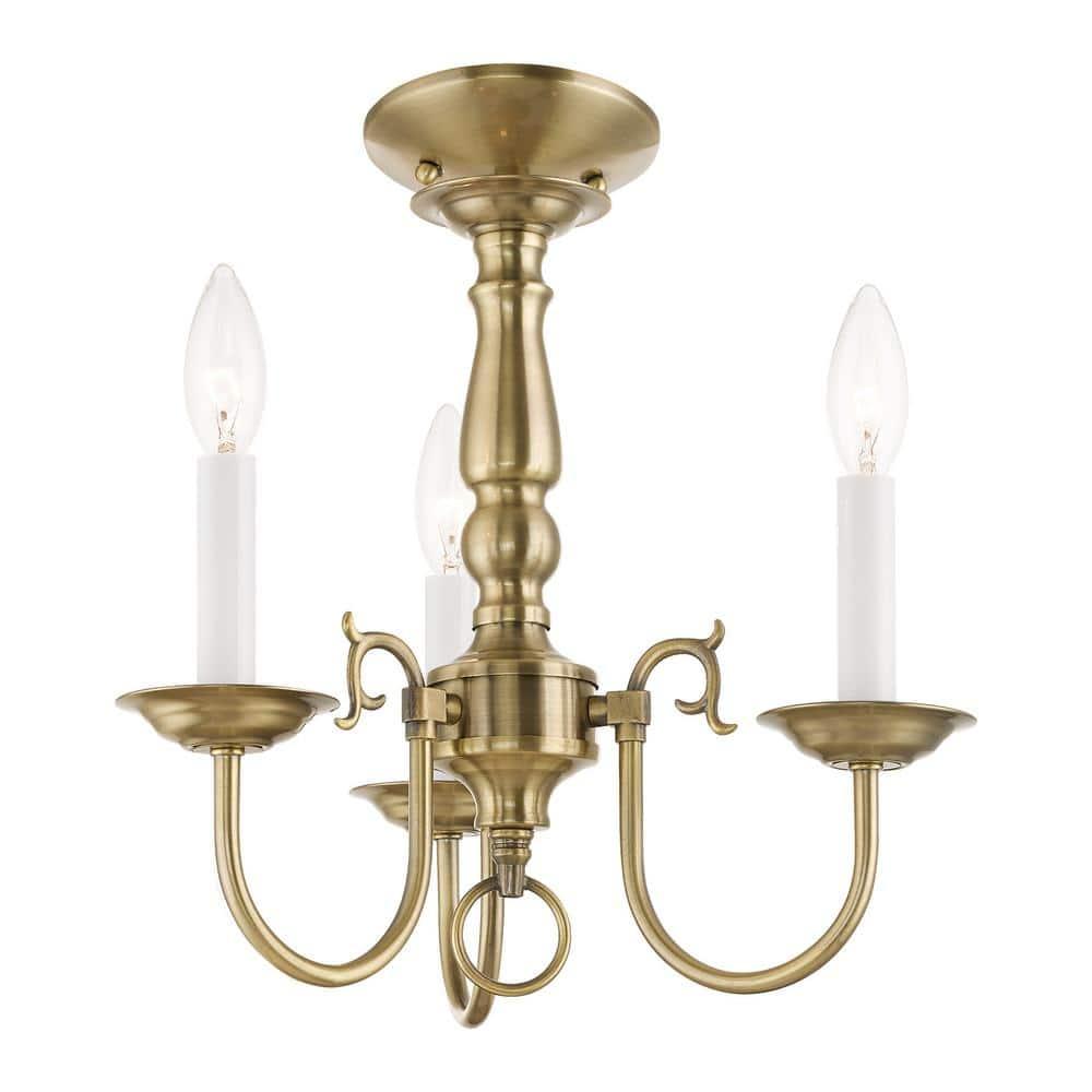 Livex Lighting Williamsburgh 3 - Light Chandelier in  Antique Brass