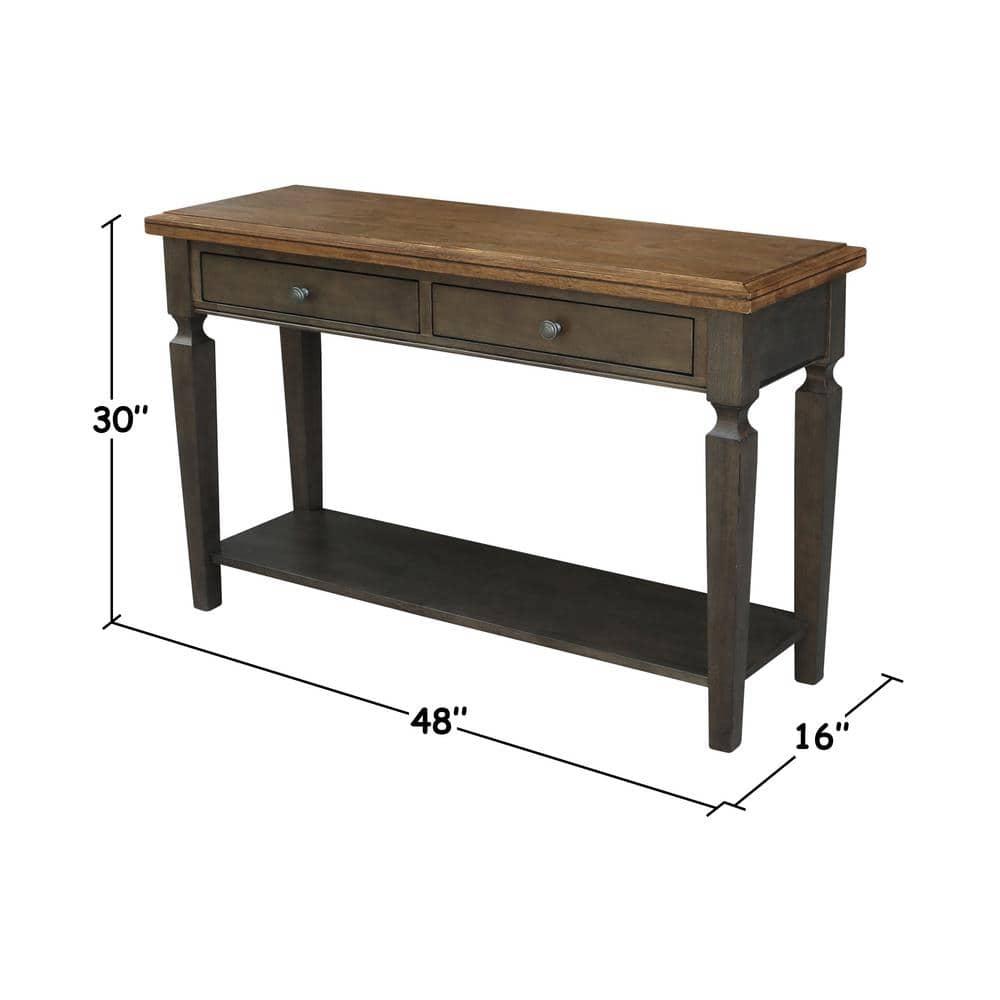 Vista Solid Wood Console/Sofa Table in Hickory/Washed Coal