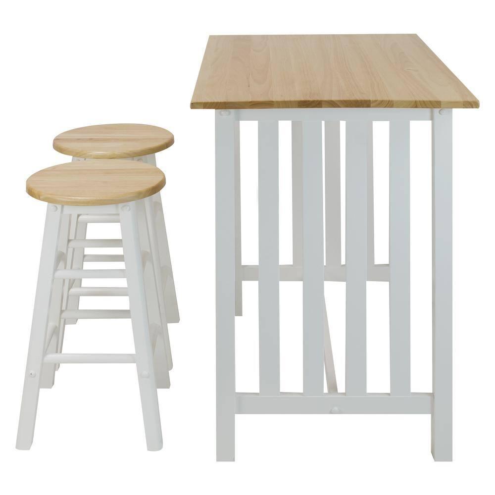 3-Piece Breakfast Set made with Solid Wood - White