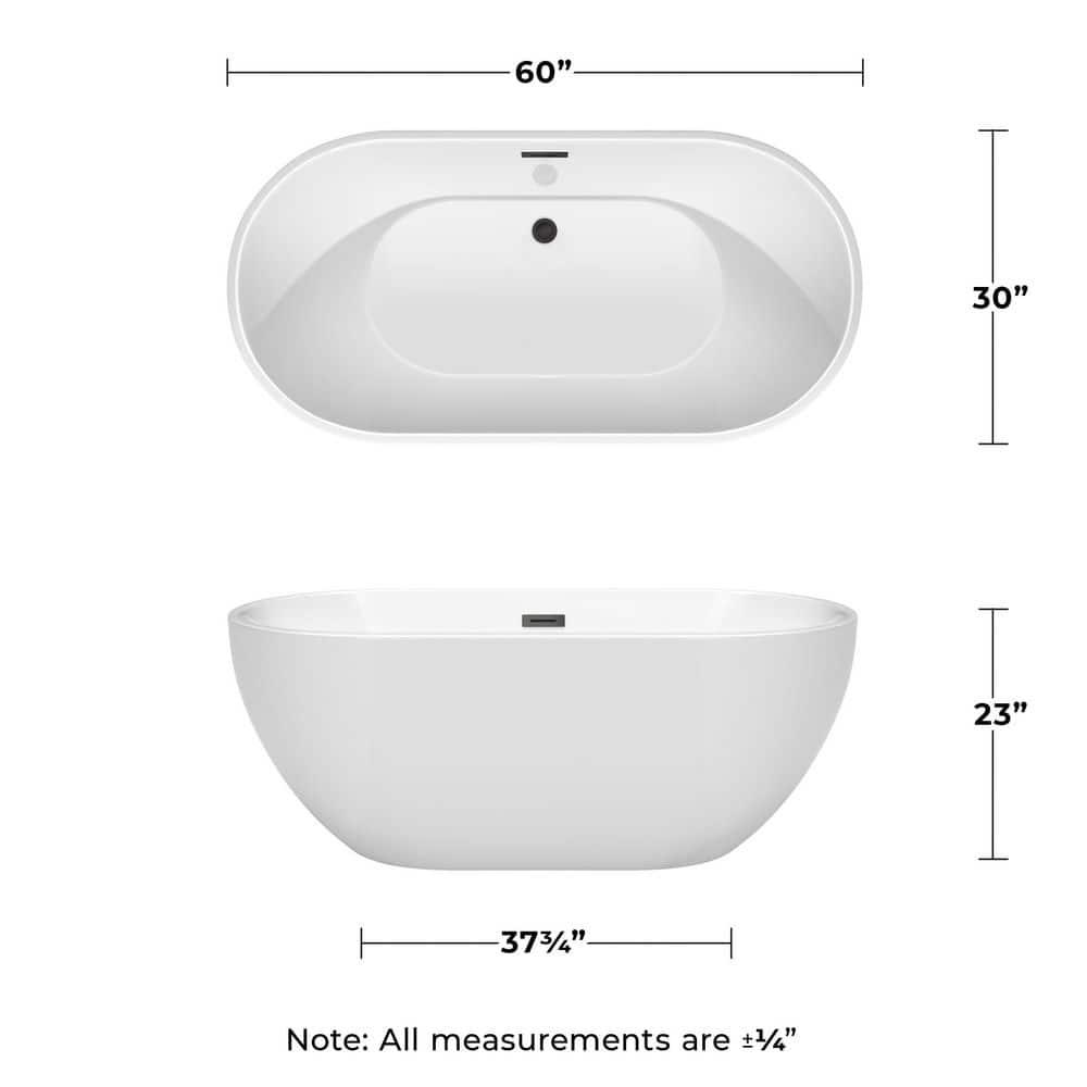 Brooklyn 60'' x 30'' Freestanding Soaking Acrylic Bathtub