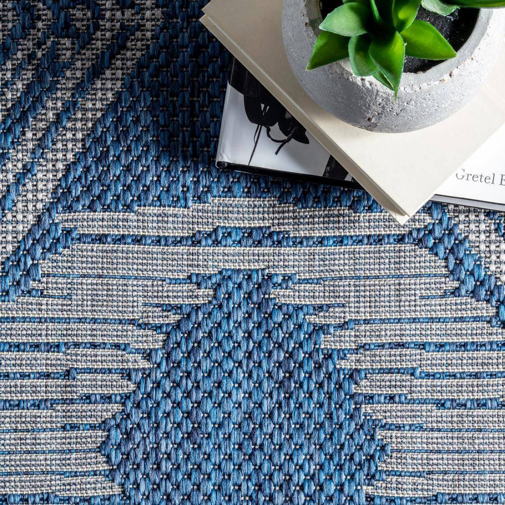 nuLOOM 10' x 12' Outdoor Geometric Area Rug, Stain Resistant, Weather Resistant, High Traffic, Patio, Balcony, Outside, Ranya Blue