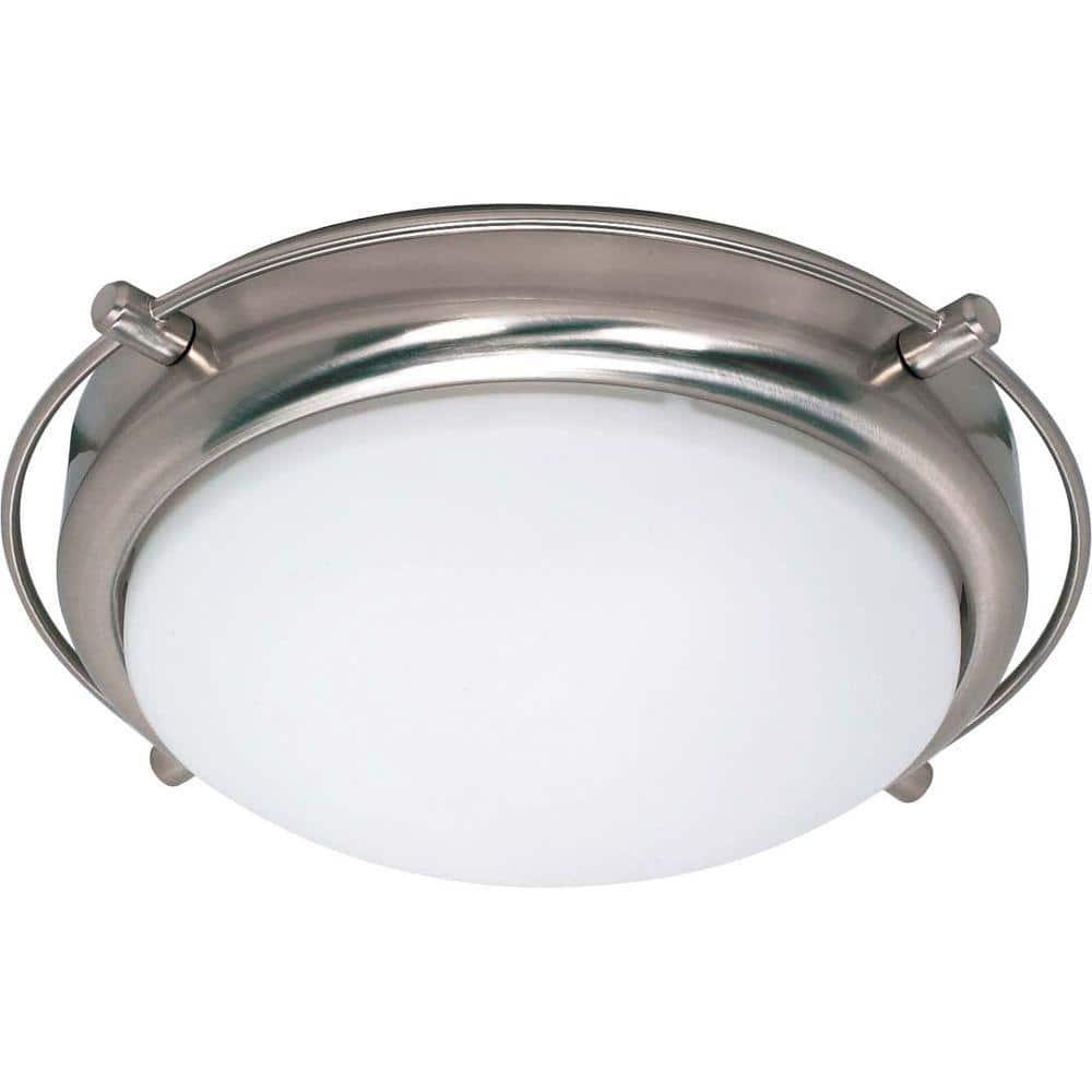 Modern Frosted Shade 2-Light Flush Mount in Brushed Nickel