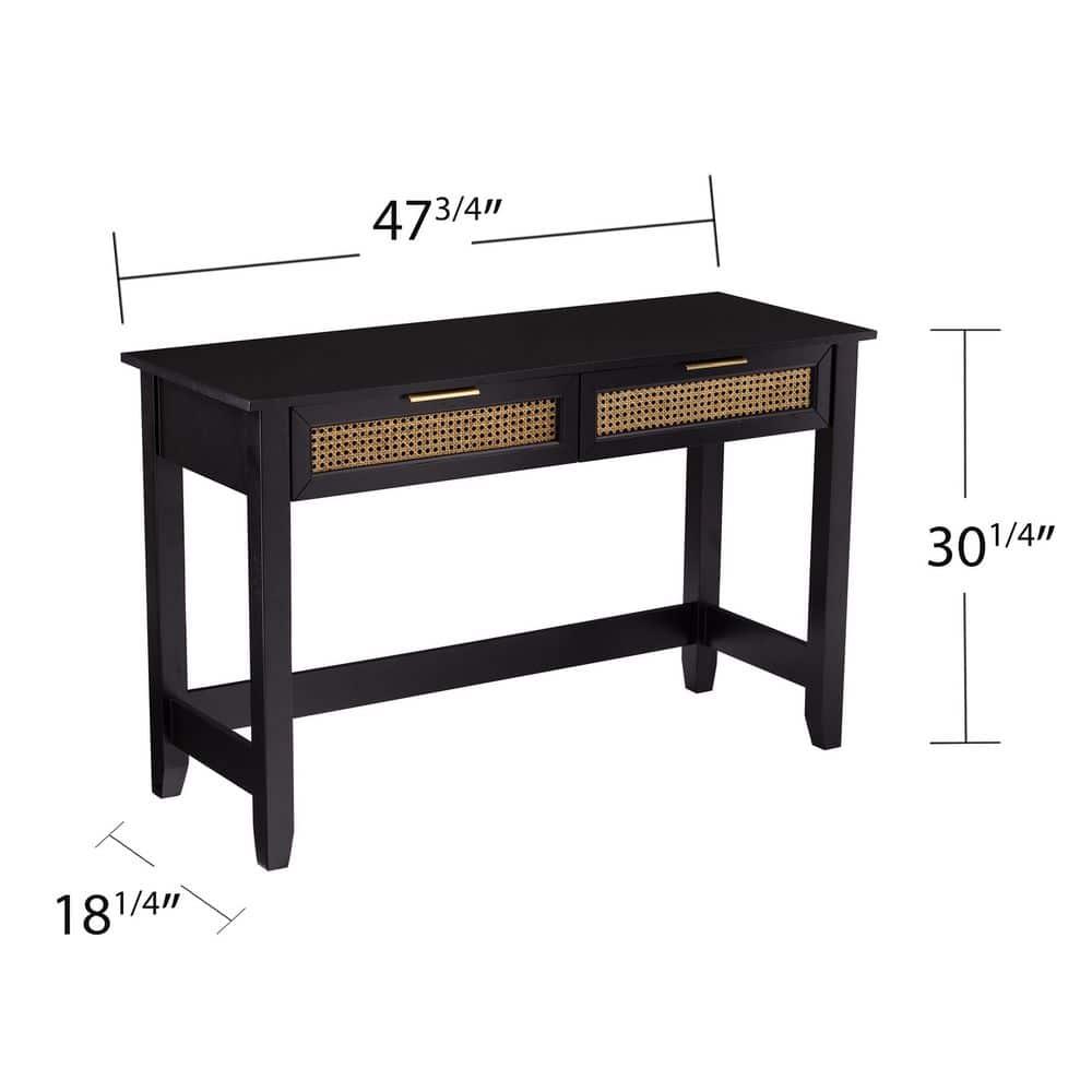 Chekshire Storage Console Black/Natural - Holly & Martin: Transitional Style, Metal Frame, Wood Top, Entryway Furniture with Drawer