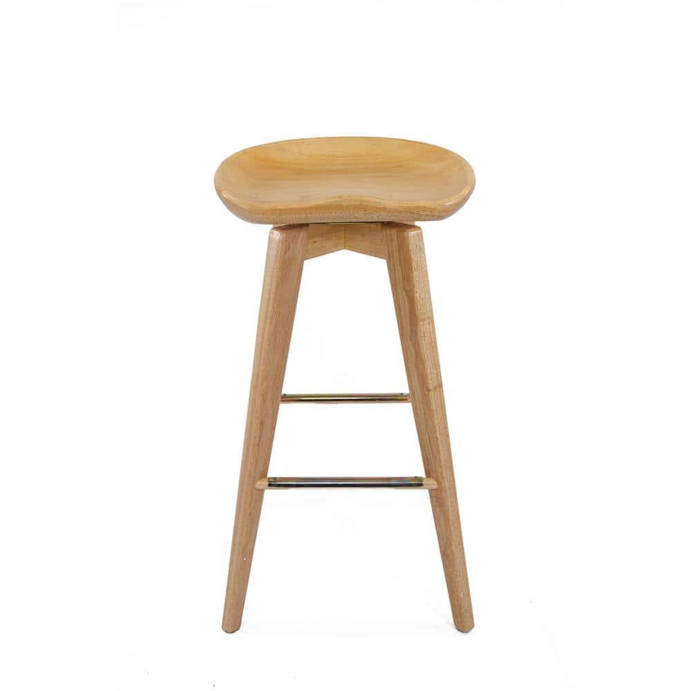 31" Bali Swivel Barstool Hardwood/Natural - Boraam: Contemporary, Backless, 300lb Capacity
