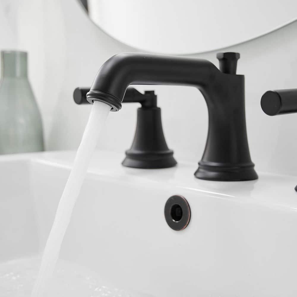 VIBRANTBATH 16456-Black Widespread 2-handle Bathroom Faucet with Drain Assembly