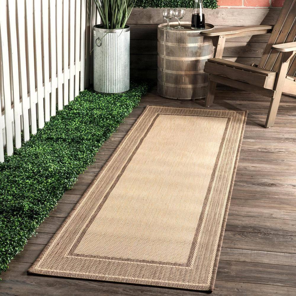 Nuloom Gris Bordered 3x5 Indoor/Outdoor Accent Rug for Living Room Patio Deck Front Porch Entryway Kitchen, Beige/Tan
