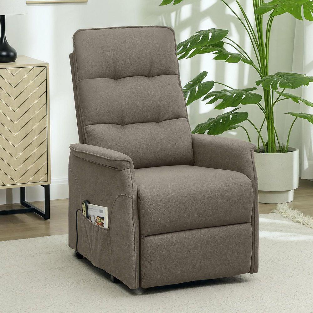 HOMCOM Power Lift Recliner Chair, Electric Reclining Chair with Remote, Side Pockets, Pocket Spring, Tufted Back, Quick Assembly, Coffee