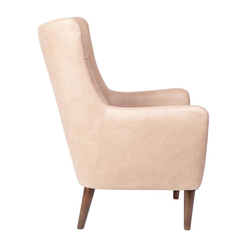 Taylor & Logan Reggie Wingback Chair: Faux Leather, Wood Frame, 300 lbs Capacity