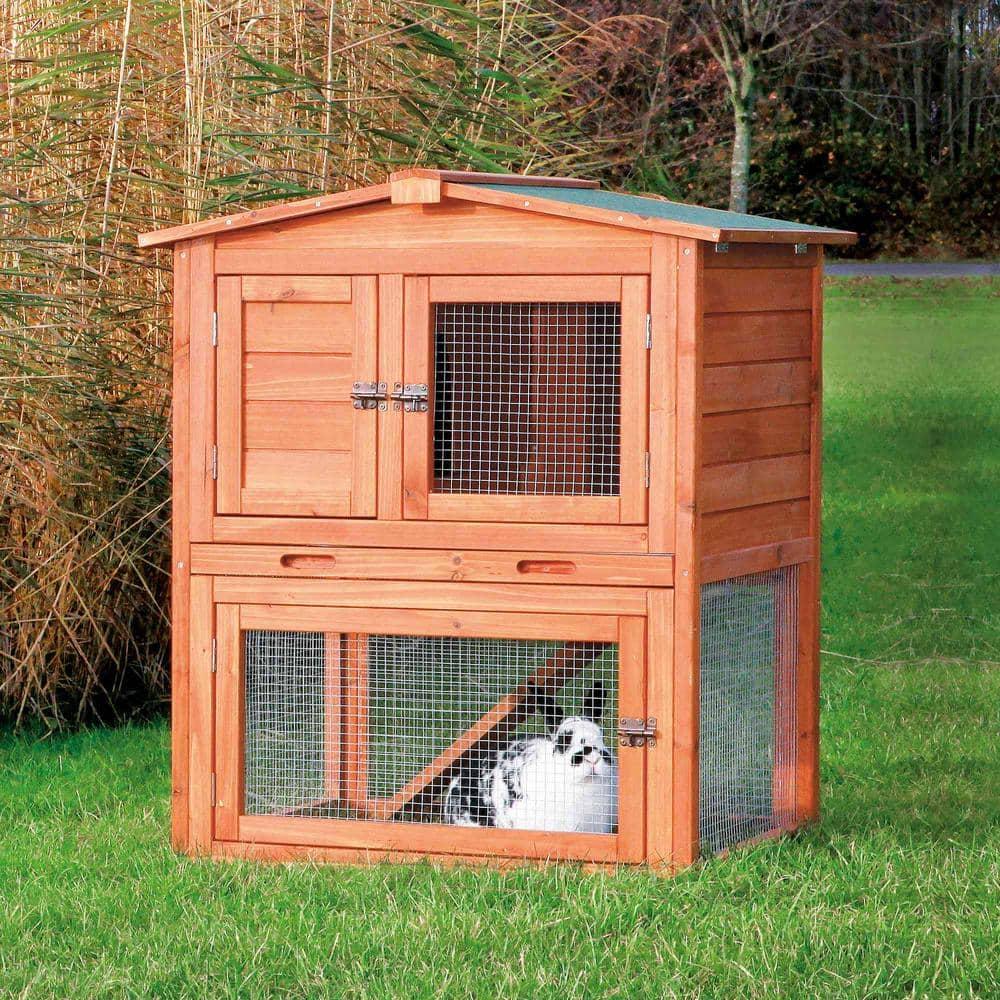 TRIXIE TRIXIE Elevated Single Rabbit Hutch with Large Run, Ramp, Ideal for Rabbits or Guinea Pigs