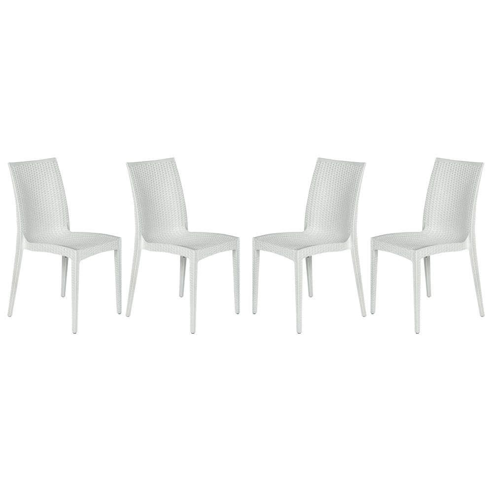 Weave Mace Indoor Outdoor Dining Chair (Armless), Set Of 4 - White
