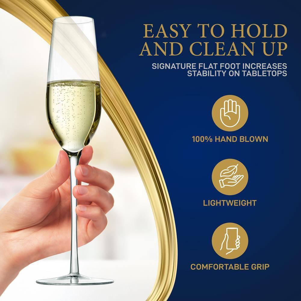 NutriChef 2 Pcs. of Crystal Champagne Flutes - Ultra Clear, Elegant Champagne Glasses, Hand Blown