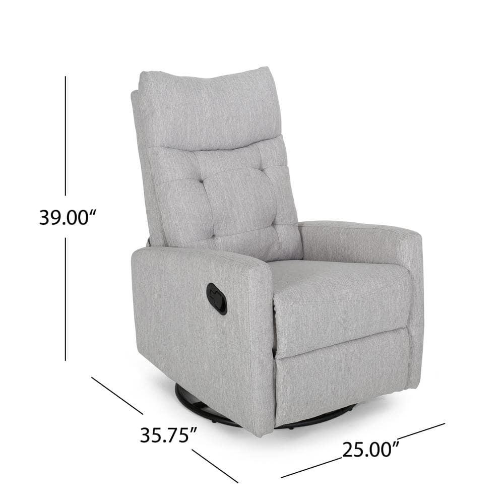 Noble House Warren Standard Fabric Glider Swivel Push Back Nursery Recliner, Gray