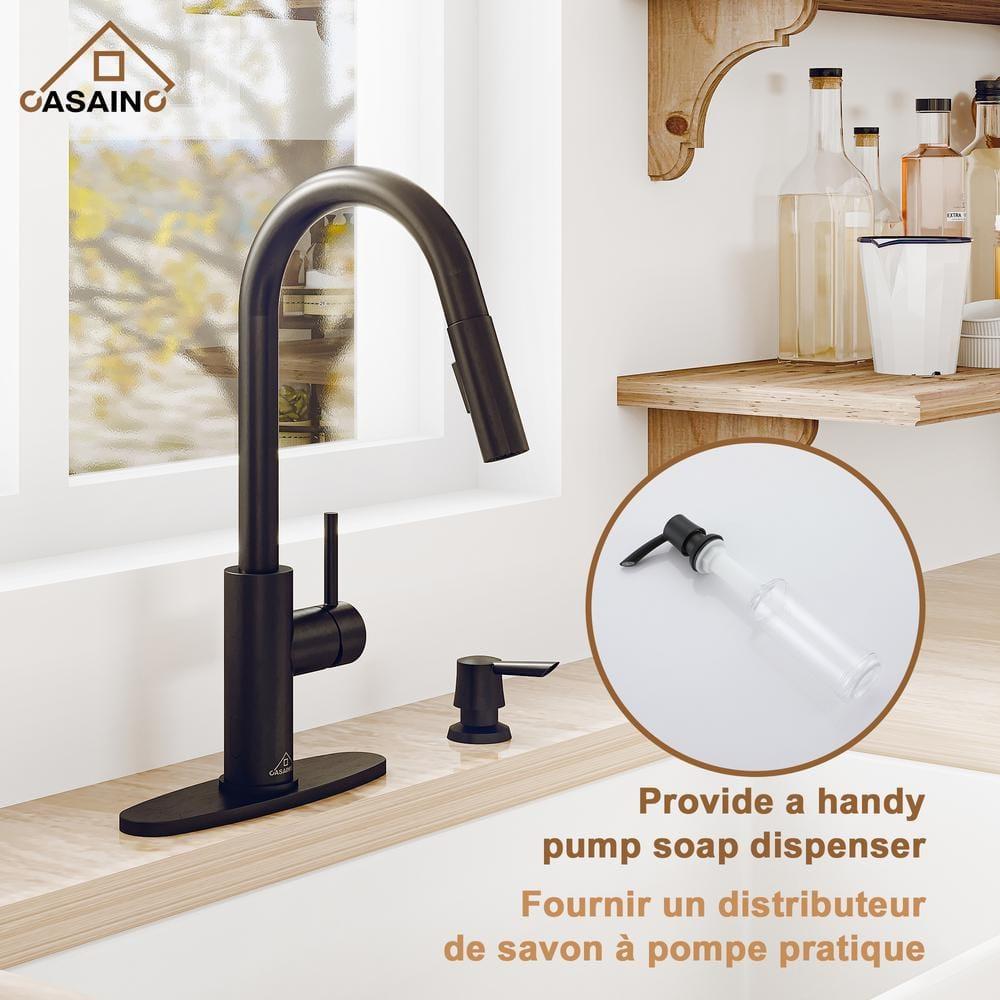 Willow Single-Handle Pull Down Sprayer Kitchen Faucet with Infrared Sensor, Soap Dispenser and Deck Plate