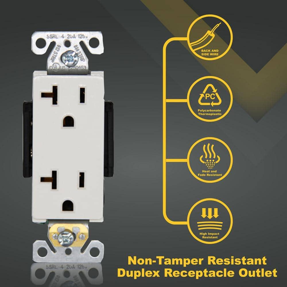 Faith SSRE4-WH-10 20 Tamper Resistant Decorator Outlet