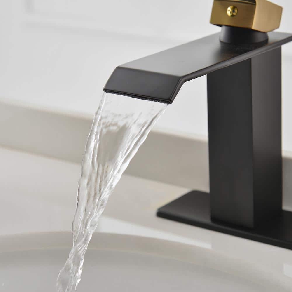 BWE Waterfall Single Hole Single-Handle Low-Arc Bathroom Faucet With Pop-up Drain Assembly