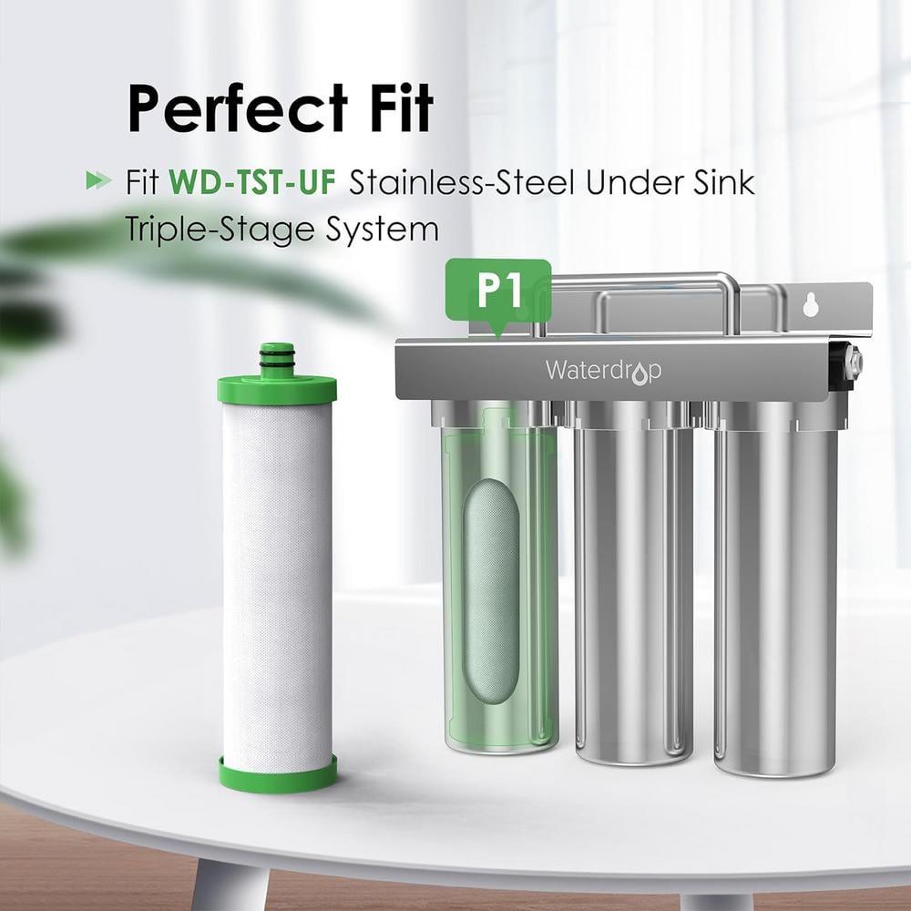 Waterdrop TST-UF Ultra-Filtration Under Sink Water Filter, Stainless Steel, 5X Service Life, Extra P1 Replacement Filter