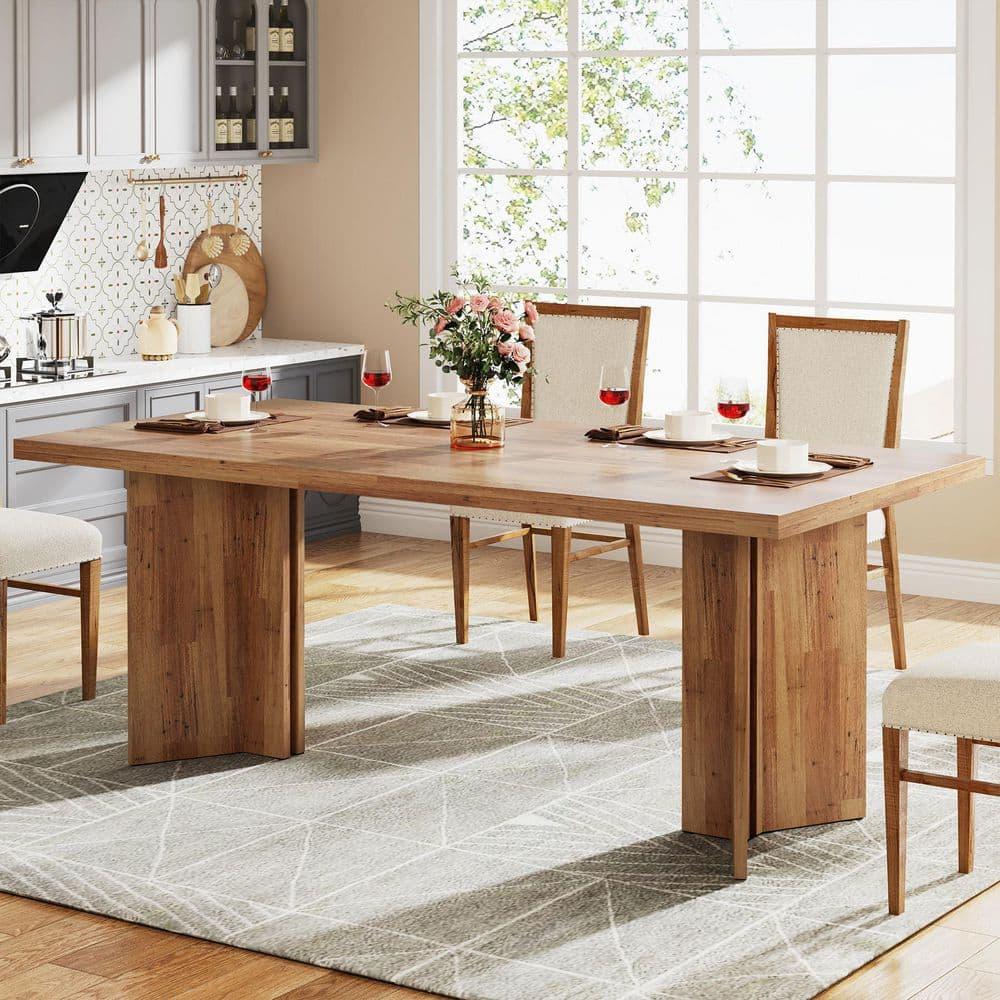 Tribesigns 63" Rectangular Dining Table for 4-6 People, Walnut